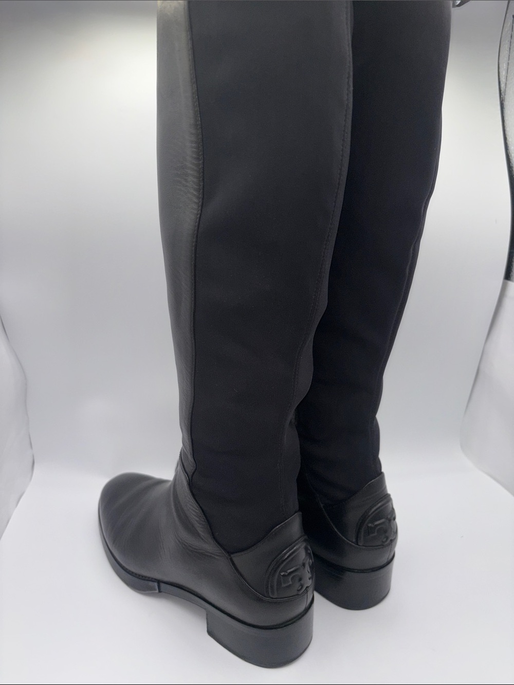 Tory Burch Black Over-the-Knee Stretch & Leather Riding Boots
